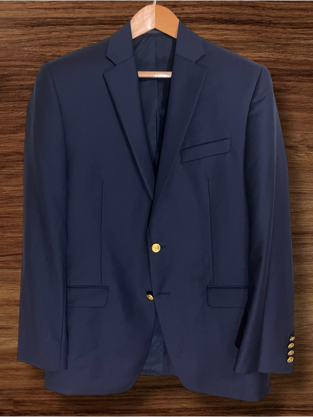 Lauren Ralph Lauren Navy Blue Wool Sportcoat Gold Metal Buttons Size 40L